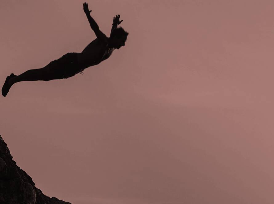 person cliff jumping