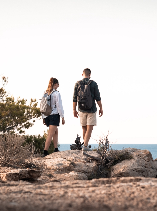 Couple hiking in Ibiza