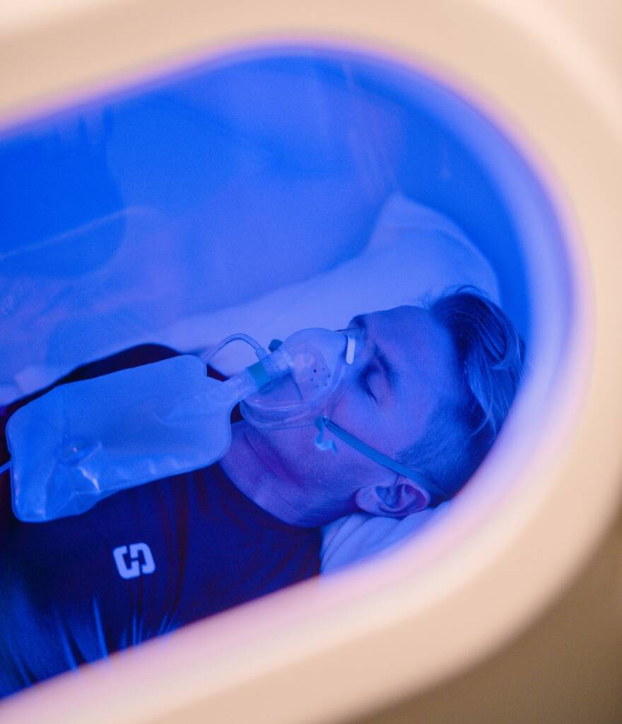 man getting oxygen therapy