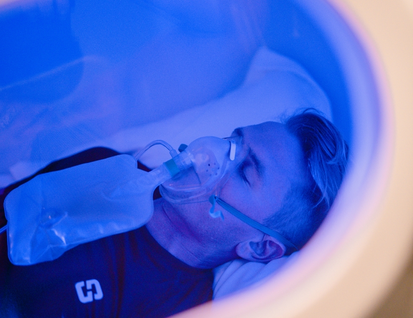 man getting oxygen therapy